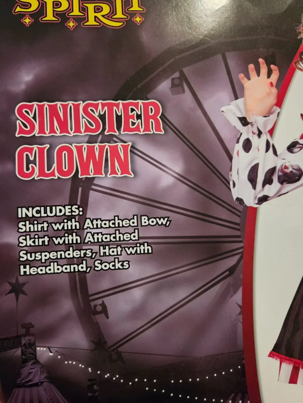 Spirit Halloween Kids Sinister Clown Costume Girls Child Large 10-12